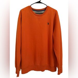 U.S. POLO ASSN. Men’s Crewneck Sweater Luxury Feel SZ Large Orange Casual Logo